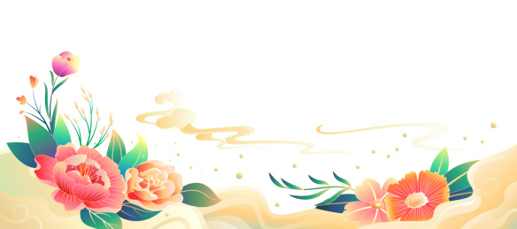 花与云纹插图背景
