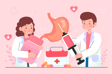 治疗胃部相关疾病矢量插画