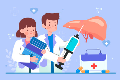 治疗肝脏相关疾病矢量插画