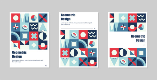 三张A4大小几何图形封面矢量图