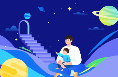 父子科学教育插画