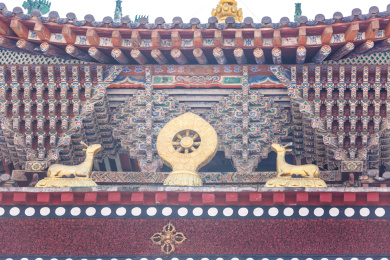 中国西藏塔尔寺的藏式建筑
