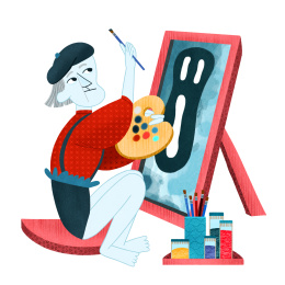 画家男生职业特征代表原创插画装饰人物