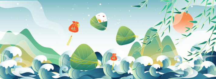 端午节美食粽子中国风矢量插画