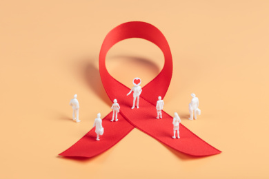微缩创意红丝带艾滋病HIV符号关爱爱心防