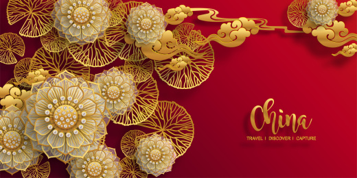 镂空金色花卉横幅背景