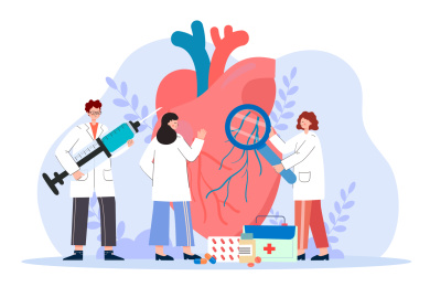 医生治疗心脏相关疾病矢量插画