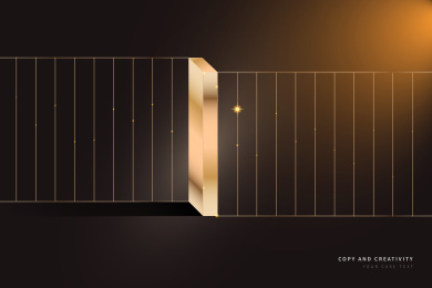 黑色背景金色三维数字线条抽象创意设计海报