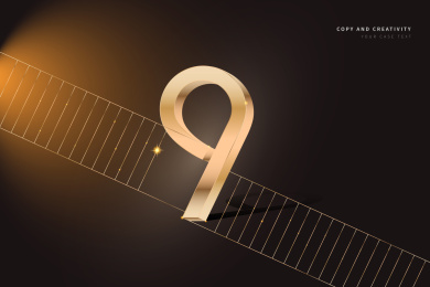 黑色背景金色三维数字线条抽象创意设计海报