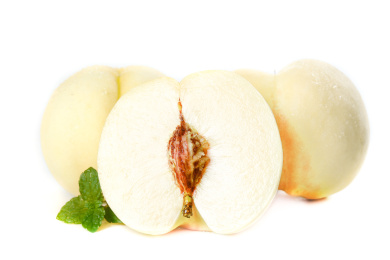 白底上放着白桃