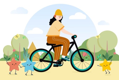 女孩在骑自行车