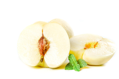 白底上放着白桃