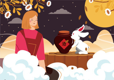 中秋节要吃月饼喝月桂酒