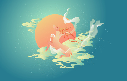 祥云鹿元素插画图案