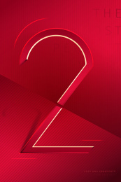 红色背景金色立体数字红金质感创意设计海报