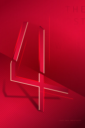 红色背景金色立体数字红金质感创意设计海报