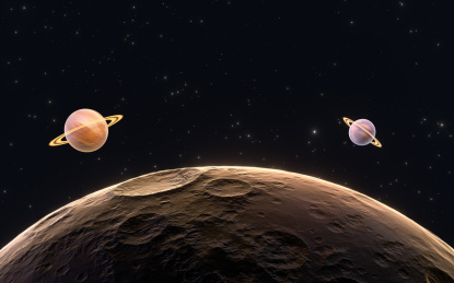 星空背景下的月球 3D渲染