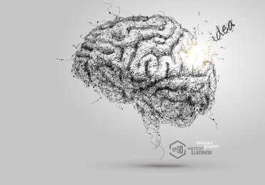 点线手绘idea大脑神经矢量抽象概念背景