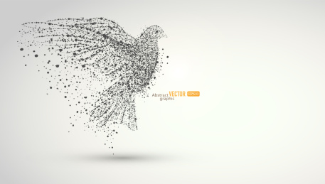 抽象矢量粒子点组合的动物鸟类展翅高飞素材