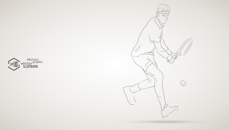 线条手绘网球比赛运动员抽象矢量运动会素材
