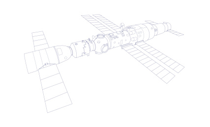 中国空间站天和号线描矢量插画
