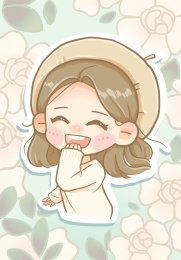 插画花花女孩儿