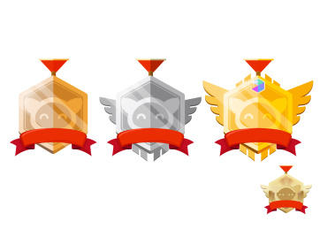 金银铜徽章金牌图标矢量插画可修改