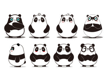 熊猫卡通形象插画设计合集