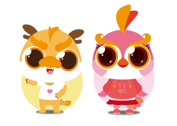 龙凤卡通形象原创矢量插画