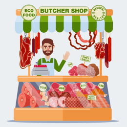 肉铺店面陈列插图