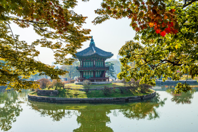 韩国首尔景福宫风光旅游城市