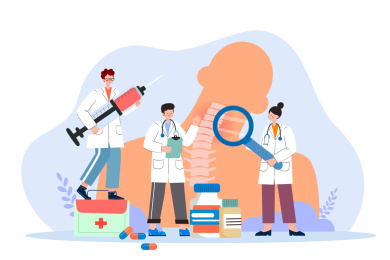 医生治疗颈椎病矢量插画