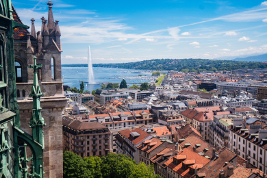 俯瞰瑞士日内瓦城市风光