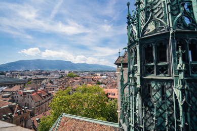 俯瞰瑞士日内瓦城市风光