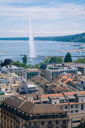 瑞士日内瓦市与日内瓦湖风光