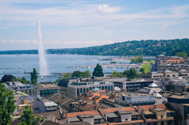 瑞士日内瓦市与日内瓦湖风光