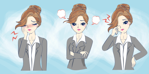 职场女性不适卡通插图
