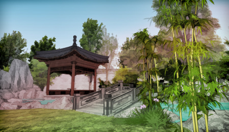 凉亭湖面