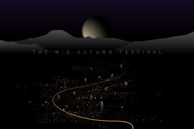 中秋节八月十五中式风格黑色质感创意背景