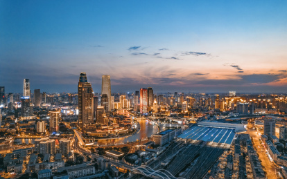 城市夜景建筑航拍