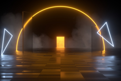 3D渲染的具有未来感的科幻场景