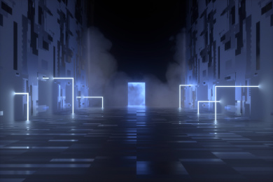 3D渲染的具有未来感的科幻场景