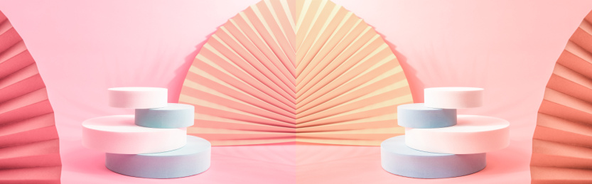 炫彩折扇和圆柱体3D展台场景图