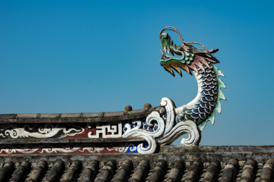 福州古建筑龙吻兽结构特写
