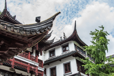 上海市豫园古建园林建筑物