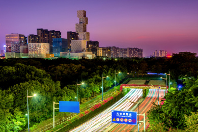 中国广东佛山新城文化中心夜景风光