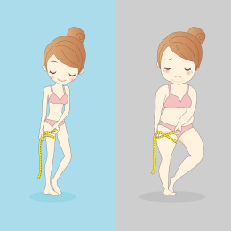 女生测量大腿围减肥前后对比