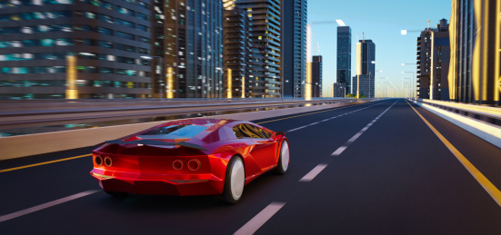 无品牌虚拟的电动概念车3d渲染图