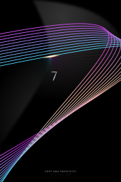 五彩斑斓黑色背景抽象线条数字7创意海报