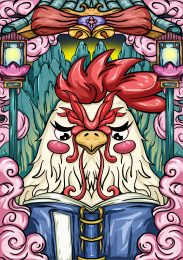 国潮风12生肖（鸡）插画